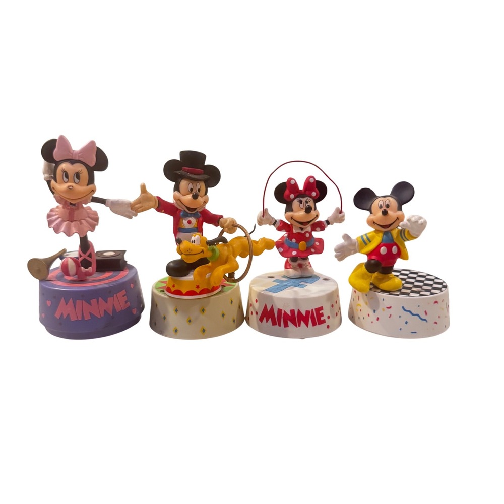 Schmid Vintage Disney Mickey Mouse Circus Musical Wind-Up Figurines Set of 4  5"